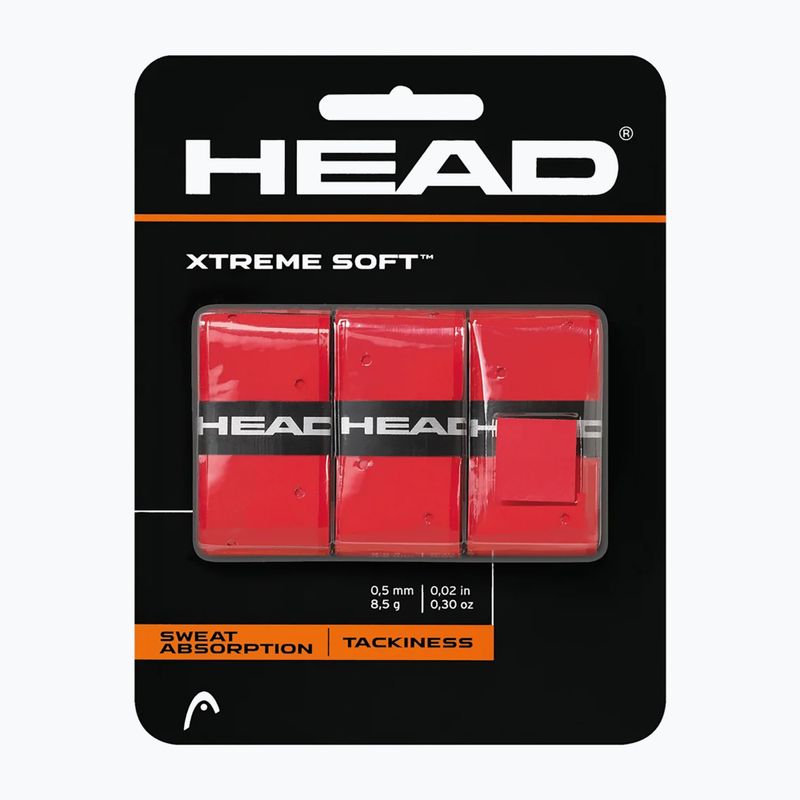 HEAD Xtremesoft Grip Tennis Racket Overwrap 3 Stück rot.