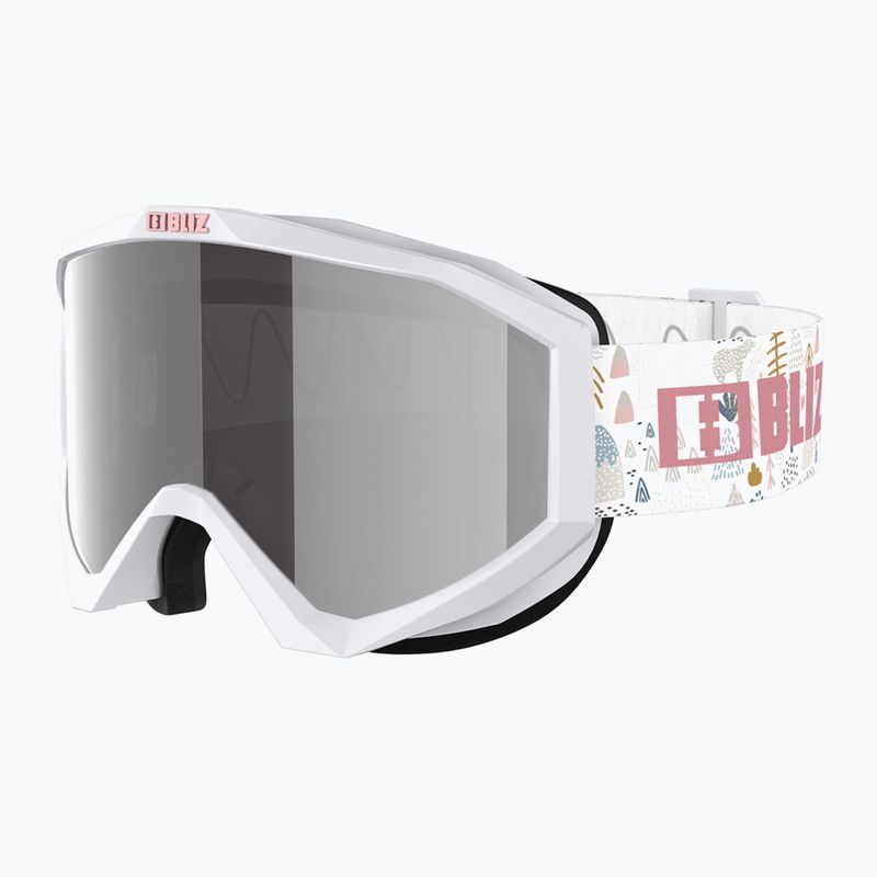Skibrille Kinder Bliz Liner Jr white pink logo/pink&silver mirror 3