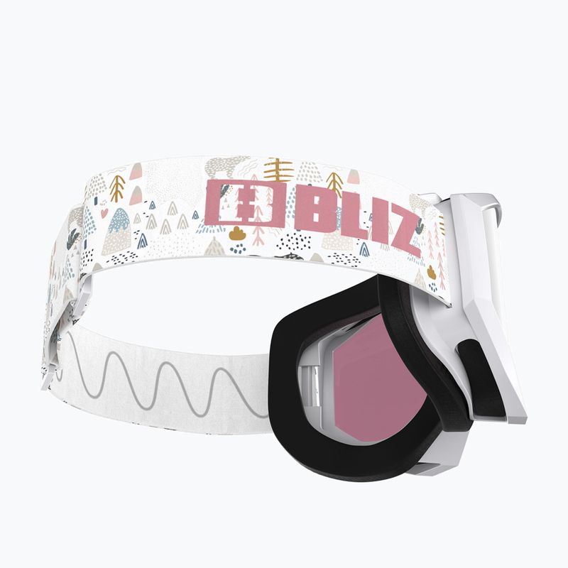 Skibrille Kinder Bliz Liner Jr white pink logo/pink&silver mirror 5
