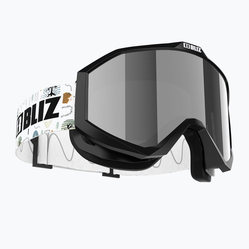 Skibrille Kinder Bliz Liner Jr black white logo/brown&silver mirror