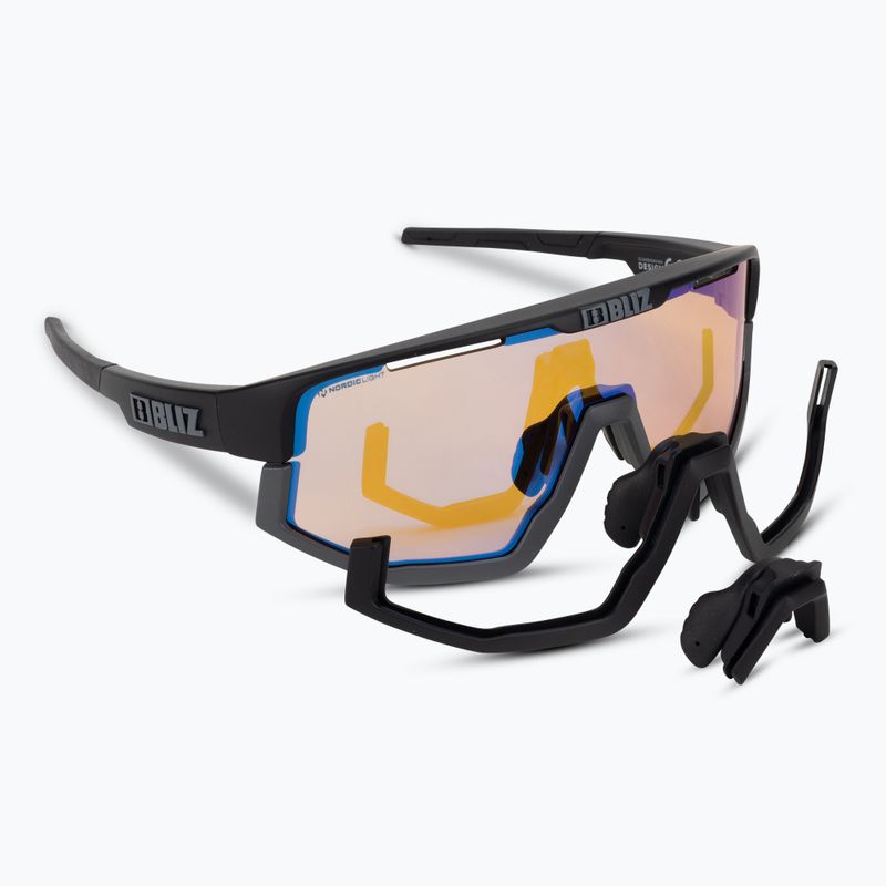 Bliz Vision Nano Optics Nordic Light S2 mattschwarz/hellkoralle/orange blau Multibikebrille