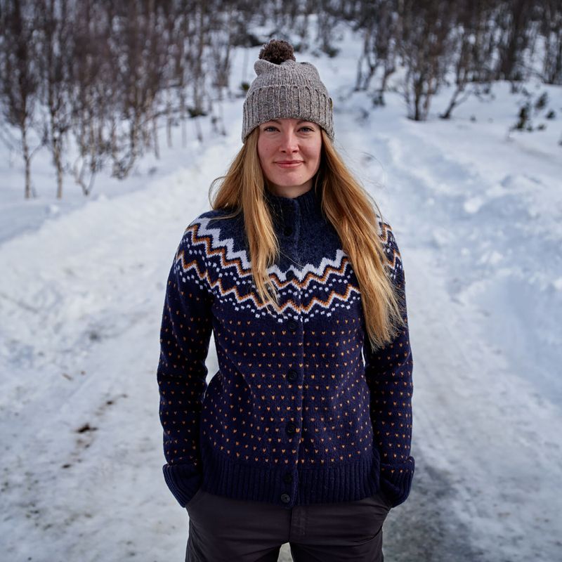 Fjällräven Damen Pullover Övik Strickjacke dunkel marineblau 10