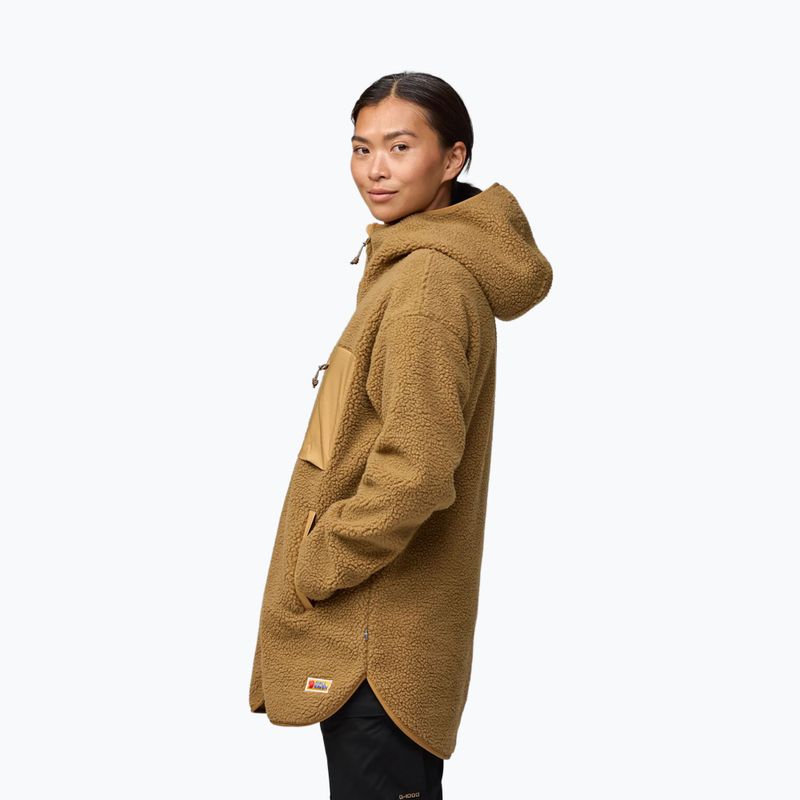 Hoodie Sweatshirt Damen Fjällräven Vardag Pile Fleece Long buckwheat brown 5