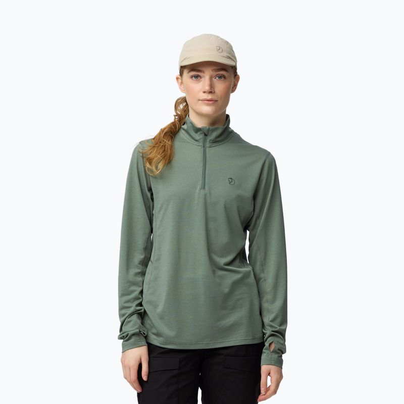 Damen-Trekkingpullover Fjällräven Abisko Day Hike Half Zip patina green