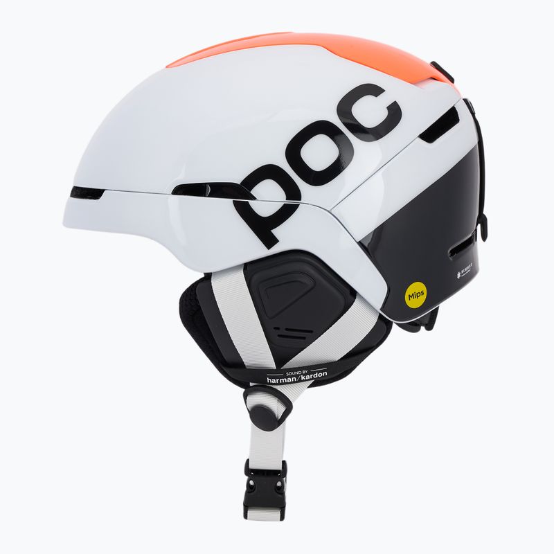 Skihelm mit Audiosystem POC Obex Connect Wasserstoff weiß/fluoreszierend orange avip 4