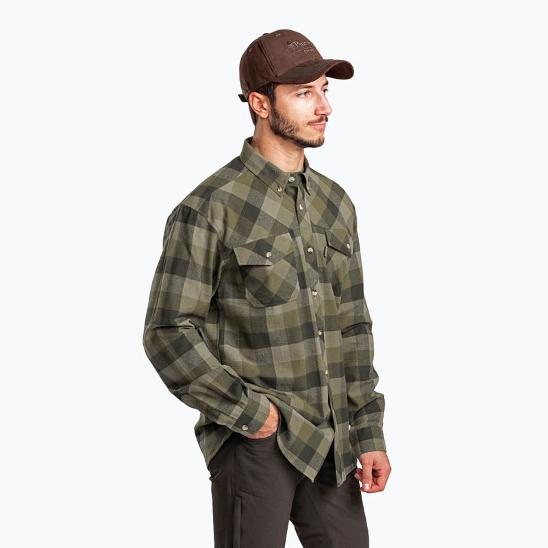 Herrenhemd Pinewood Lumbo oliv/wildlederbraun