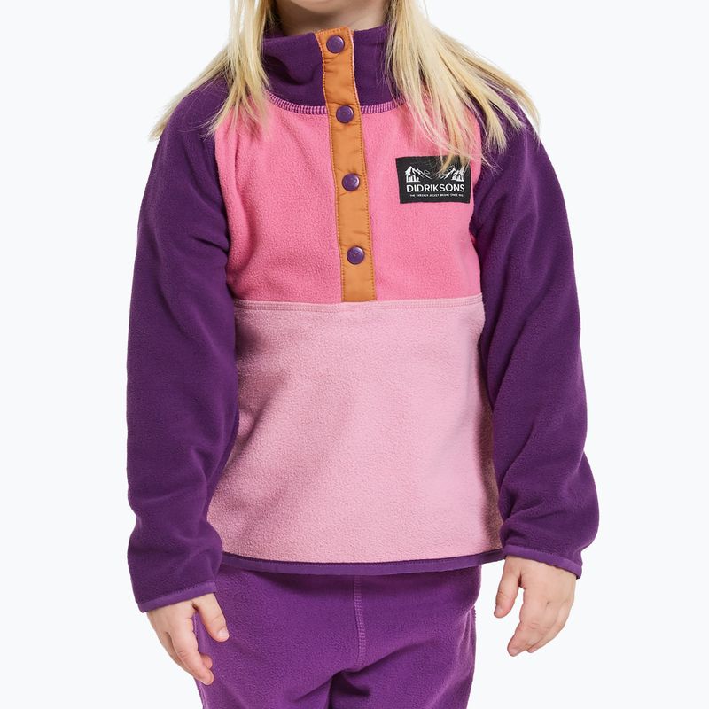 Didriksons Monte Half Button Kinder Fleece-Sweatshirt hell heather pink 6