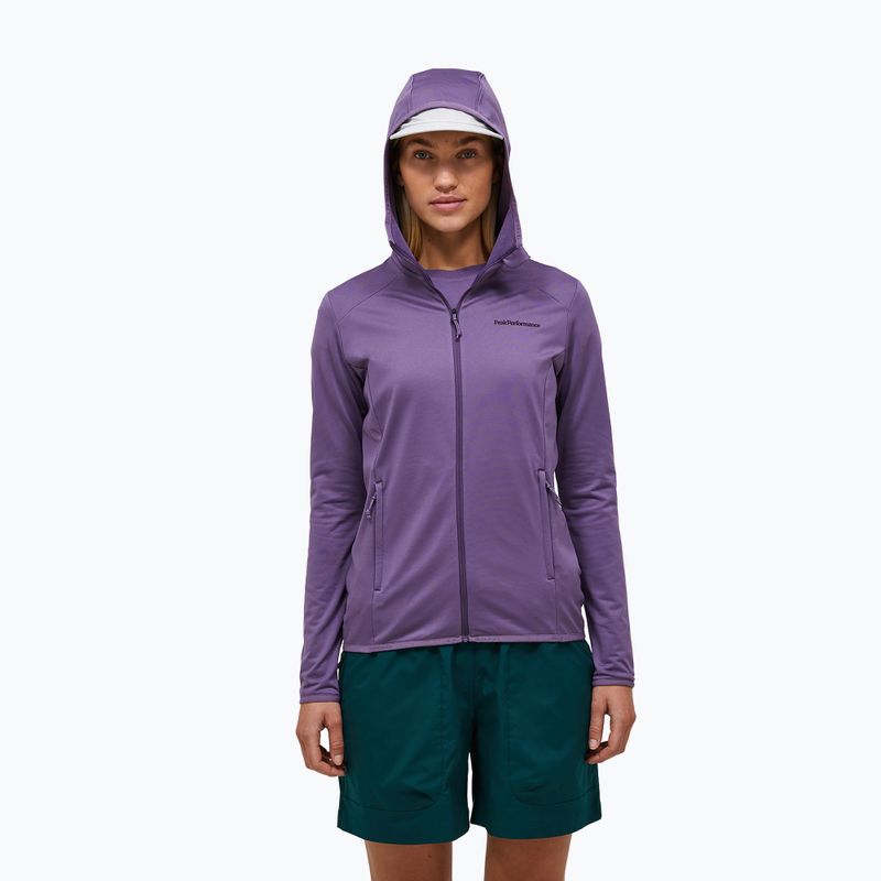 Damen-Trekkingsweatshirt Peak Performance Light Zip Hood montana grape