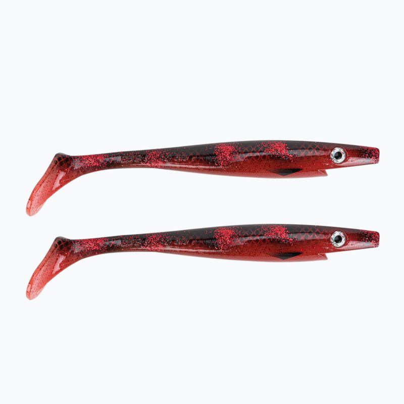 Strike Pro Pig Shad Jr Gummiköder 2 Stück schwarz/rot TEV-SP172C-116