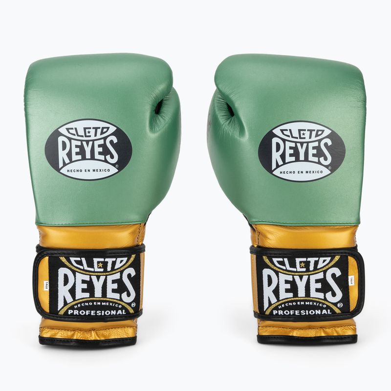 Boxhandschuhe Cleto Reyes Velcro SPaarring metalic green/gold wbc 2