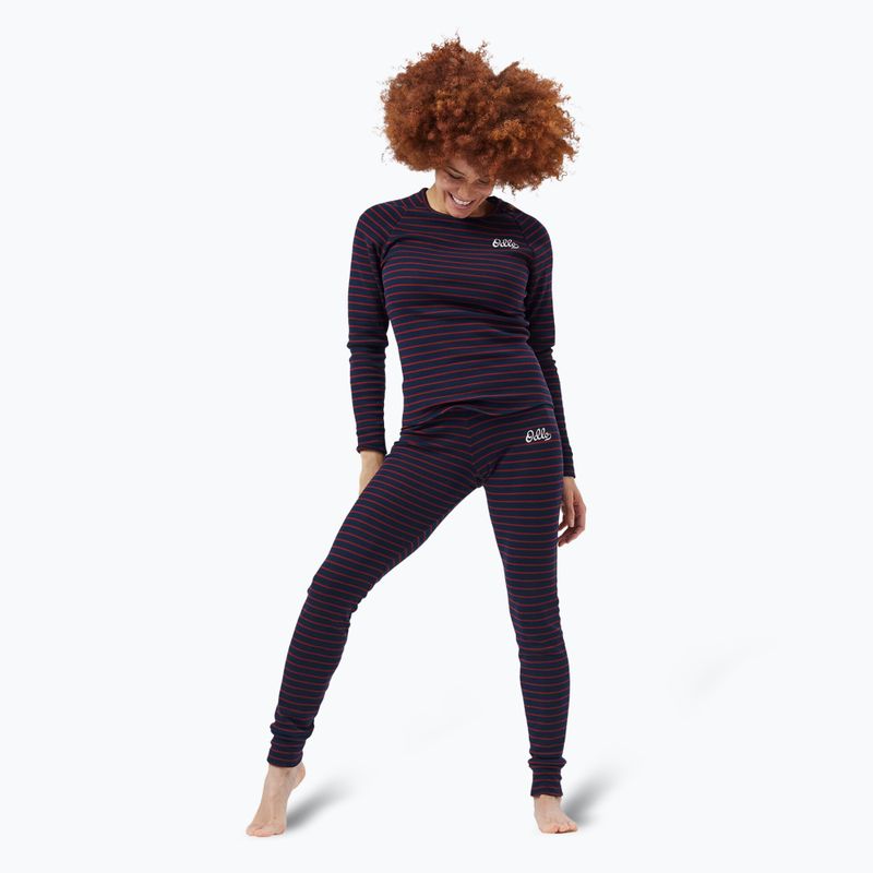 Damen Thermoaktivshirt ODLO Warm Originals Stripes Bl Top Crew Neck dark saphire 2