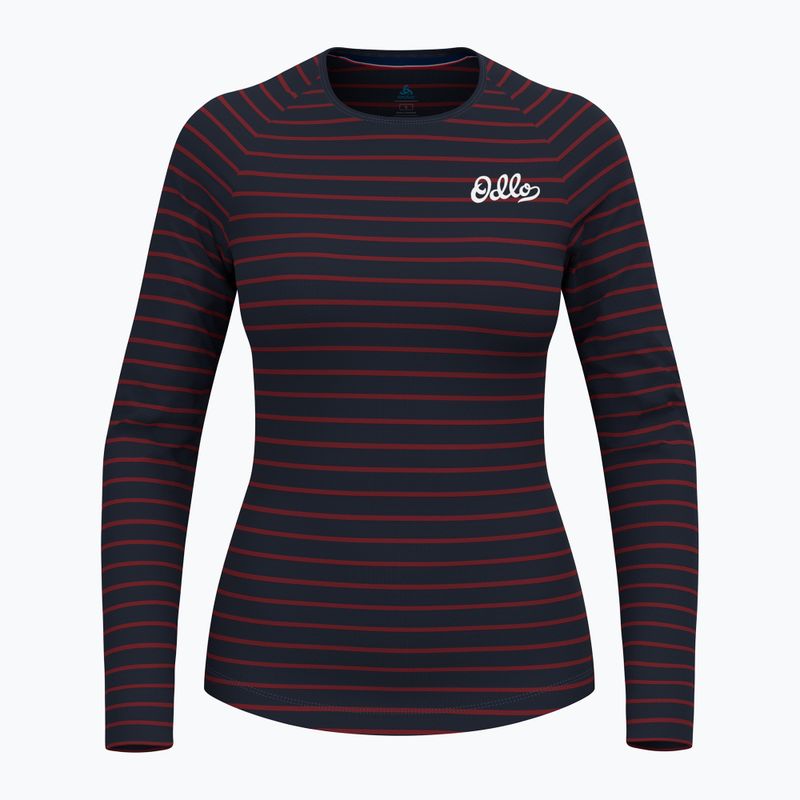Thermoactives Longsleeve Damen ODLO Warm Originals Stripes Bl Top Crew Neck dark saphire 4