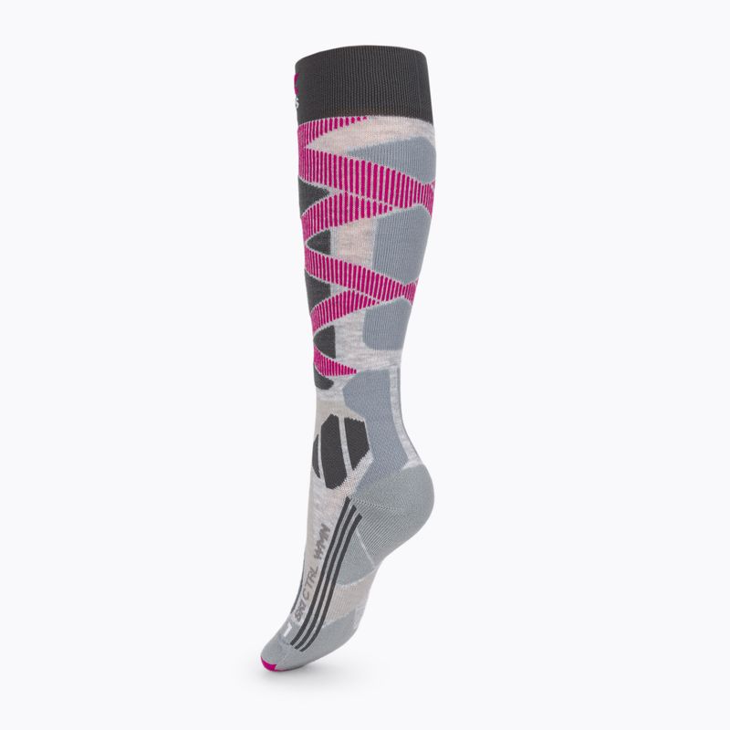 Damenskisocken X-Socks Ski Control 4.0 grau-rosa XSSSKCW19W 3