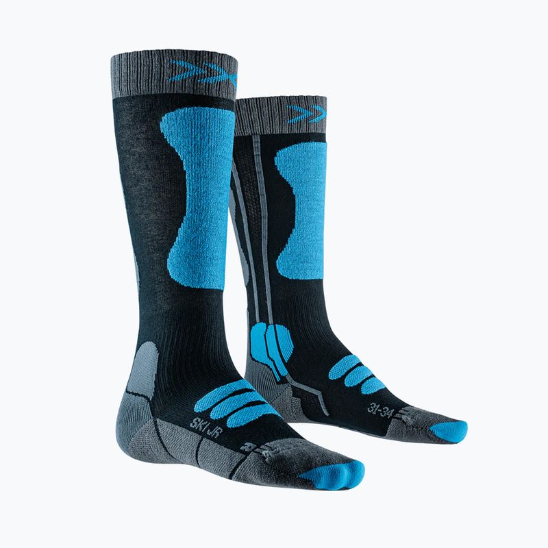 Kinderskisocken X-Socks Ski 4.0 anthrazit-melange/galaktisch blau