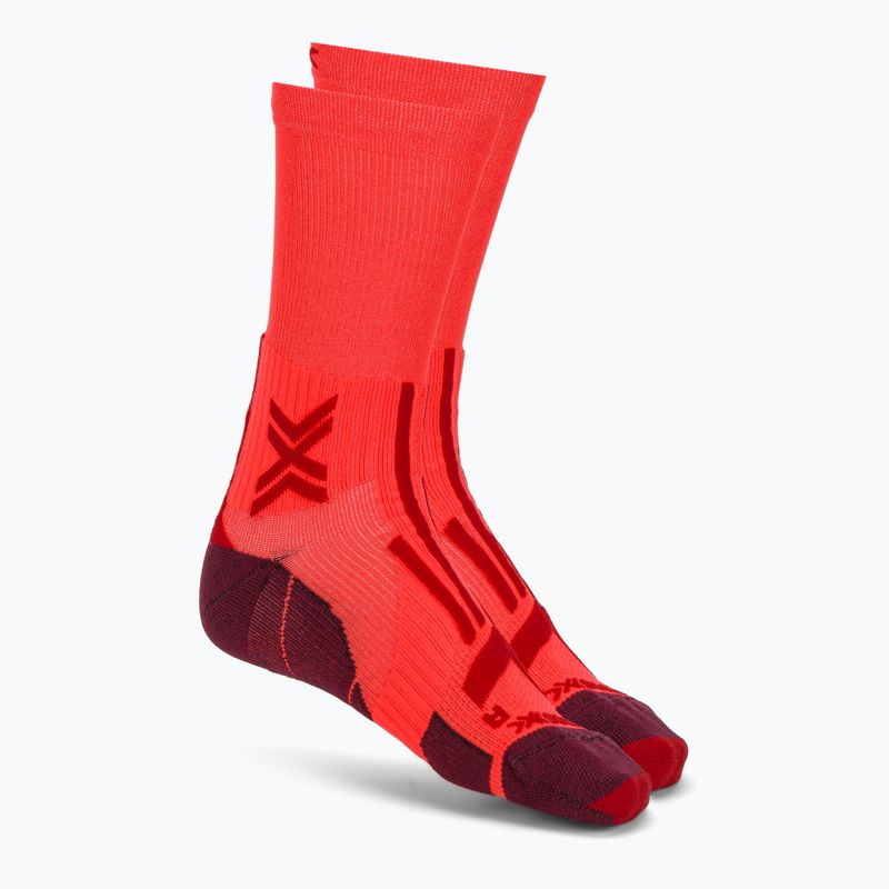 Herrensocken X-Socks Trailrun Perform Crew fluo red/namib red