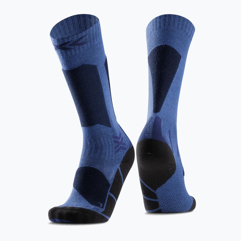 Kinderskisocken X-Socks Ski Discover Otc blaue Blüte/Marine
