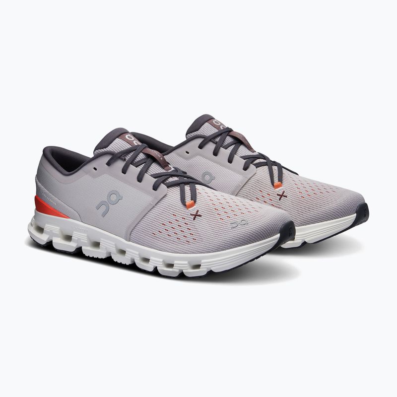 Herren On Cloud X 4 silber/flame Laufschuhe 9