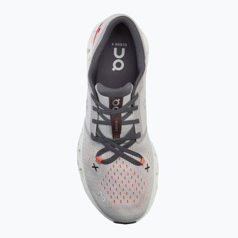 Herren On Cloud X 4 silber/flame Laufschuhe 5
