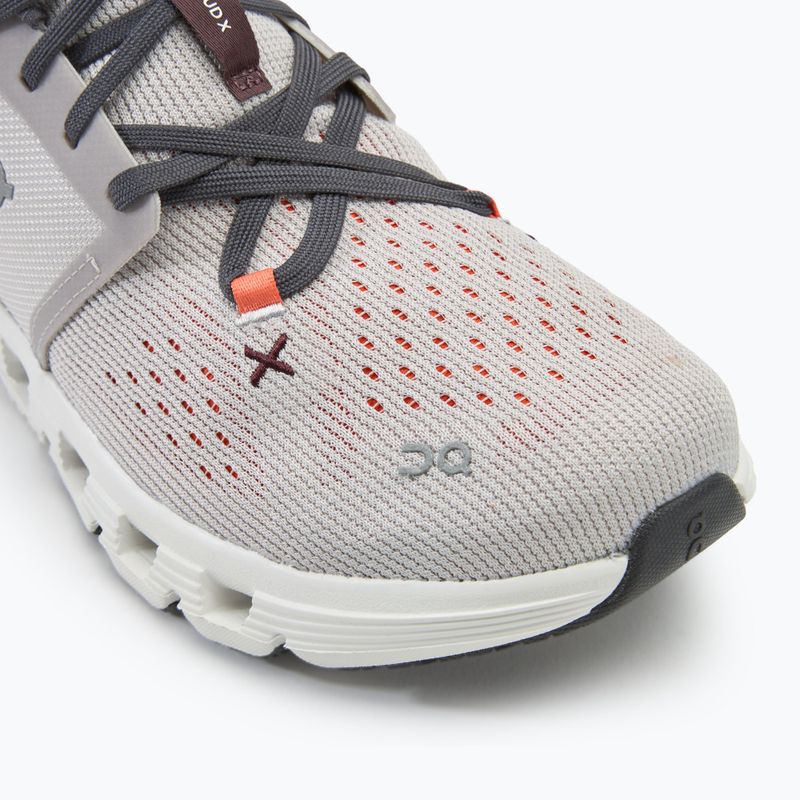 Herren On Cloud X 4 silber/flame Laufschuhe 7