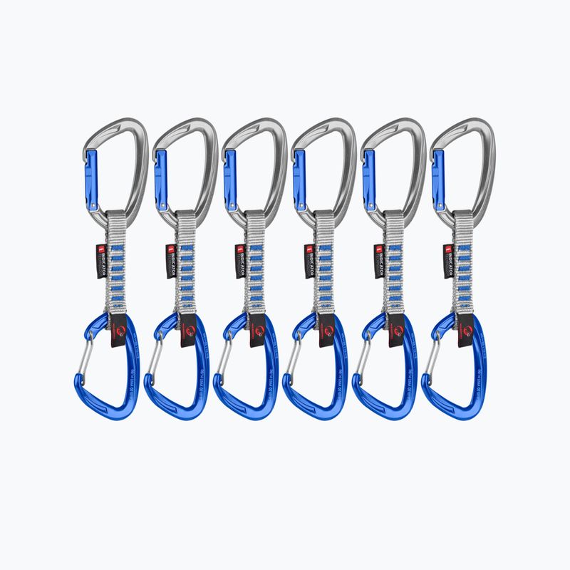 Mammut Crag Keylock Wire Kletterausdrücke 10 cm Indicator Quickdraws 6 Stück blau.