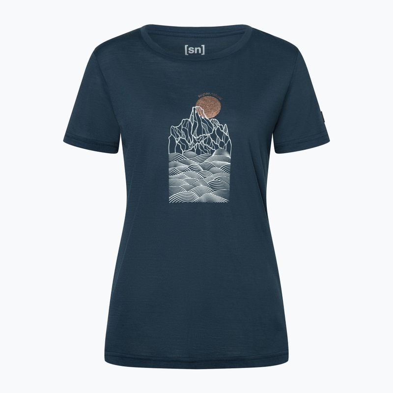 Damen-T-Shirt super.natural Preikestolen Cliffs Tee blueberry/feather grey/copper 3