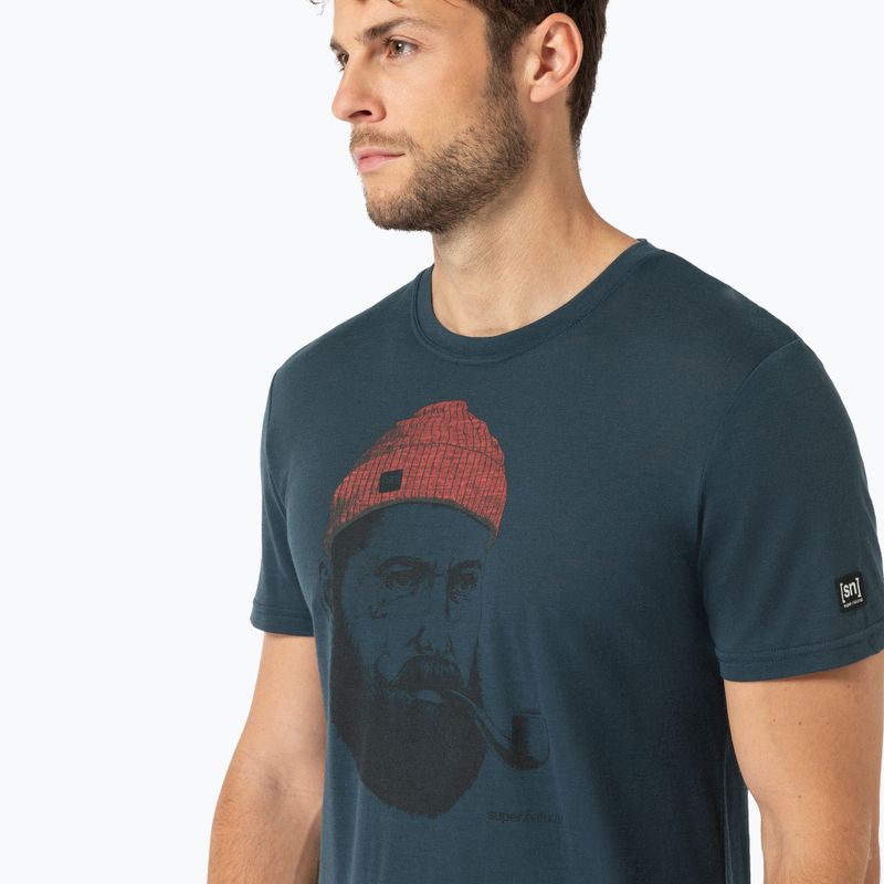 Herren-T-Shirt super.natural Sailor Tee blueberry/jet black/high risk red 2