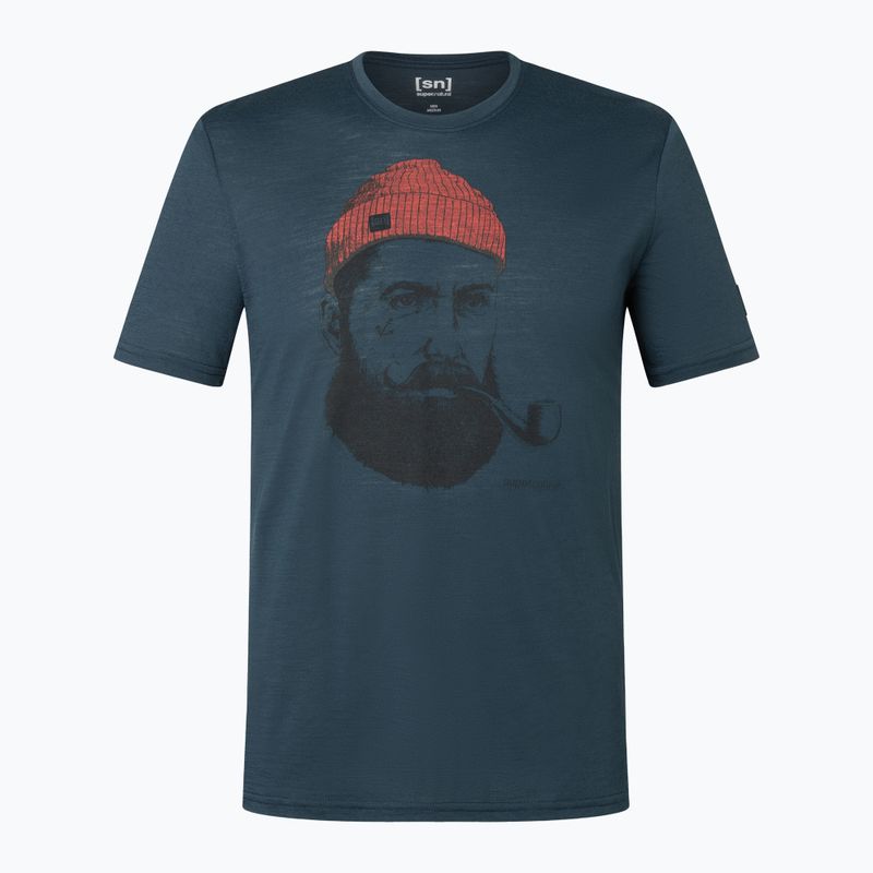Herren-T-Shirt super.natural Sailor Tee blueberry/jet black/high risk red 3