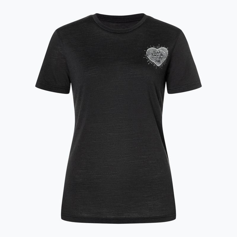 Damen-T-Shirt super.natural Little Heartwood Tee jet black/feather grey 4