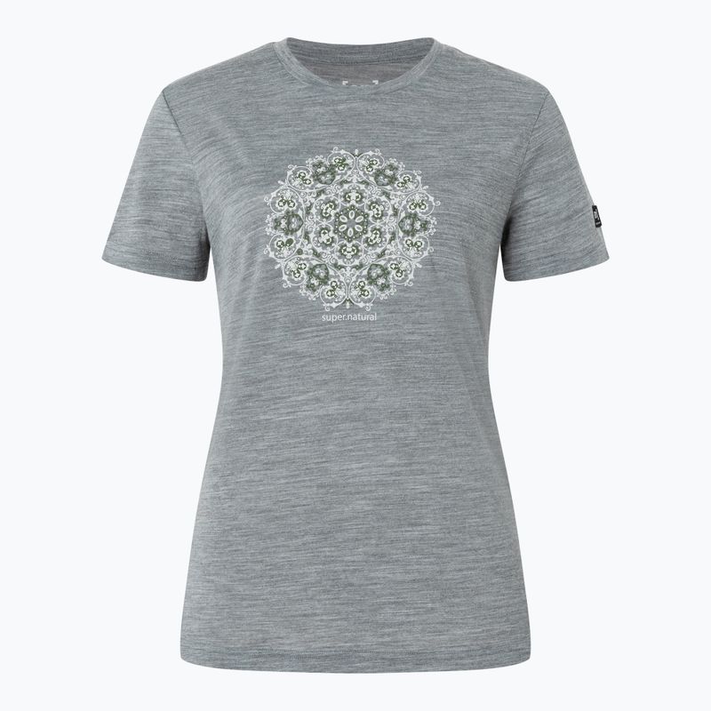 Damen T-Shirt super.natural Ornament Tee cashmere grey melange/leaf melange/white stone 4
