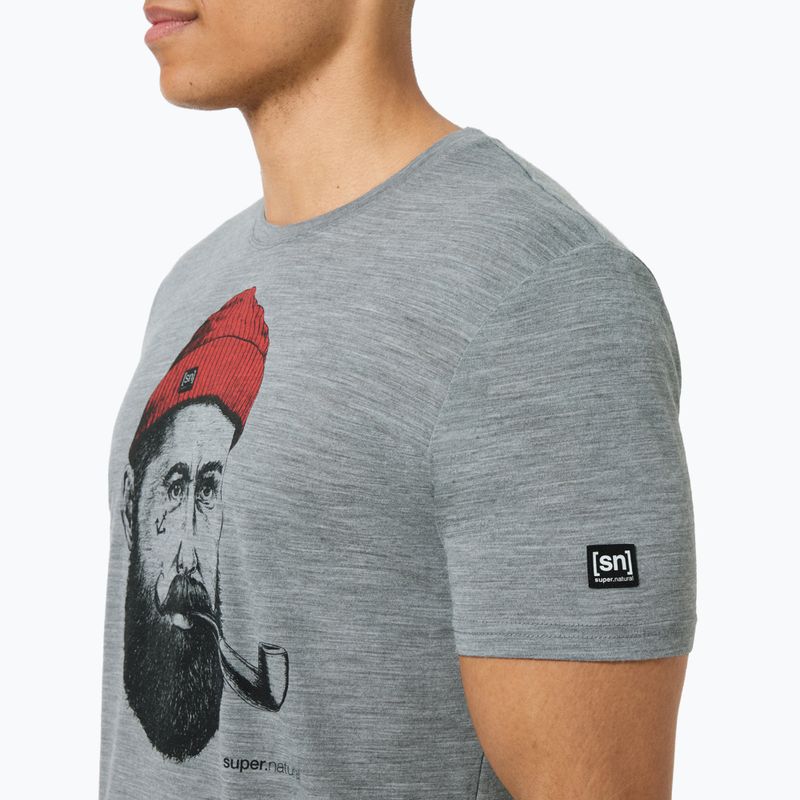 Herren T-Shirt super.natural Sailor Tee cashmere grey mel/jet black /high risk red 3