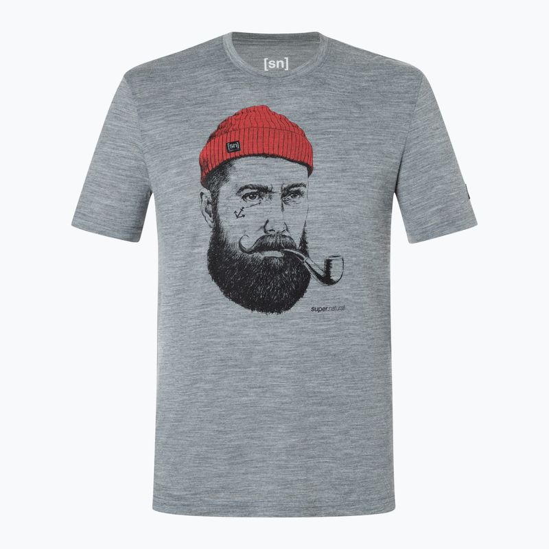 Herren T-Shirt super.natural Sailor Tee cashmere grey mel/jet black /high risk red 4