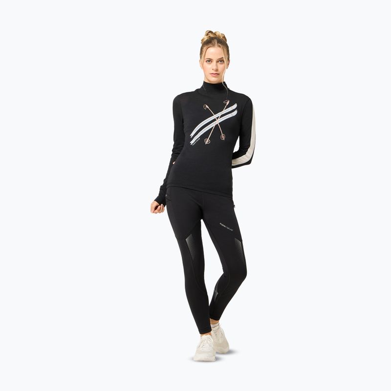 Damen-Longsleeve super.natural KryTeeede Col T-Neck Light jet black/white/mountain trail gl/white 2