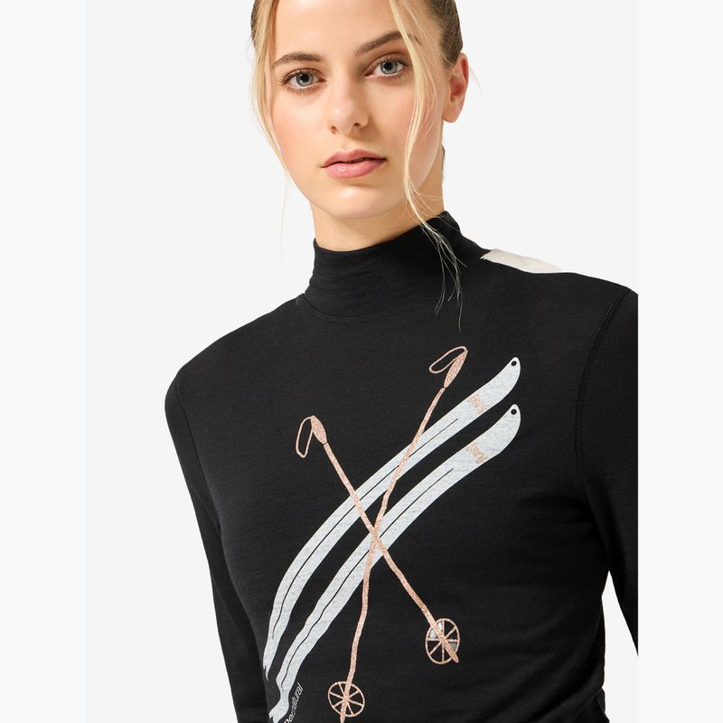 Damen-Longsleeve super.natural KryTeeede Col T-Neck Light jet black/white/mountain trail gl/white 3