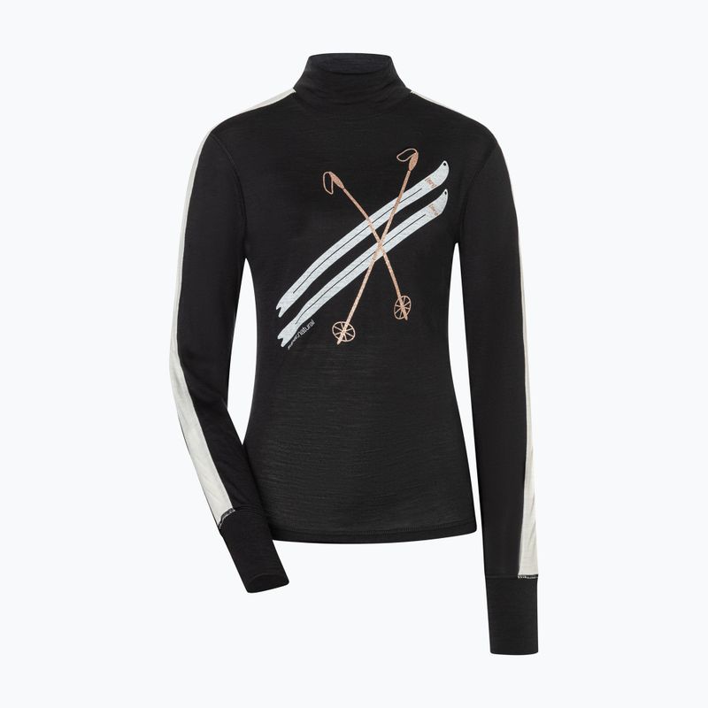 Damen-Longsleeve super.natural KryTeeede Col T-Neck Light jet black/white/mountain trail gl/white 4