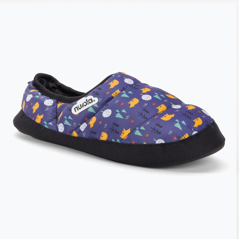 Nuvola Classic Bedruckte Teddy blau Kinder Winter Hausschuhe