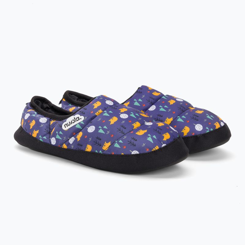 Nuvola Classic Bedruckte Teddy blau Kinder Winter Hausschuhe