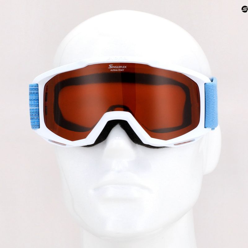 Skibrille für Kinder Alpina Piney white/skyblue matt/orange 10