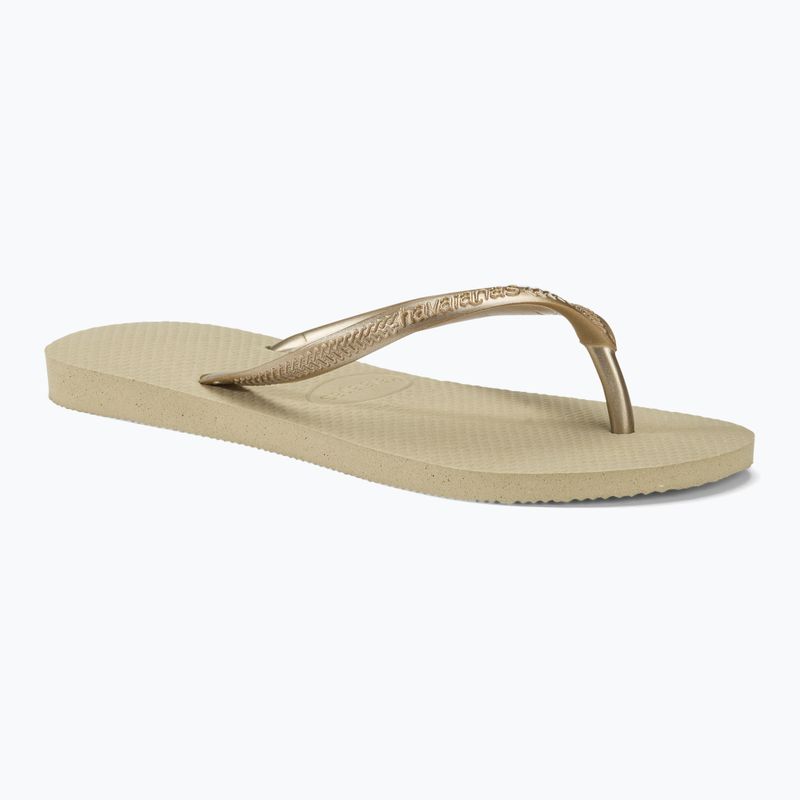 Damen Havaianas Slim sandgrau / hellgoldene Flip Flops