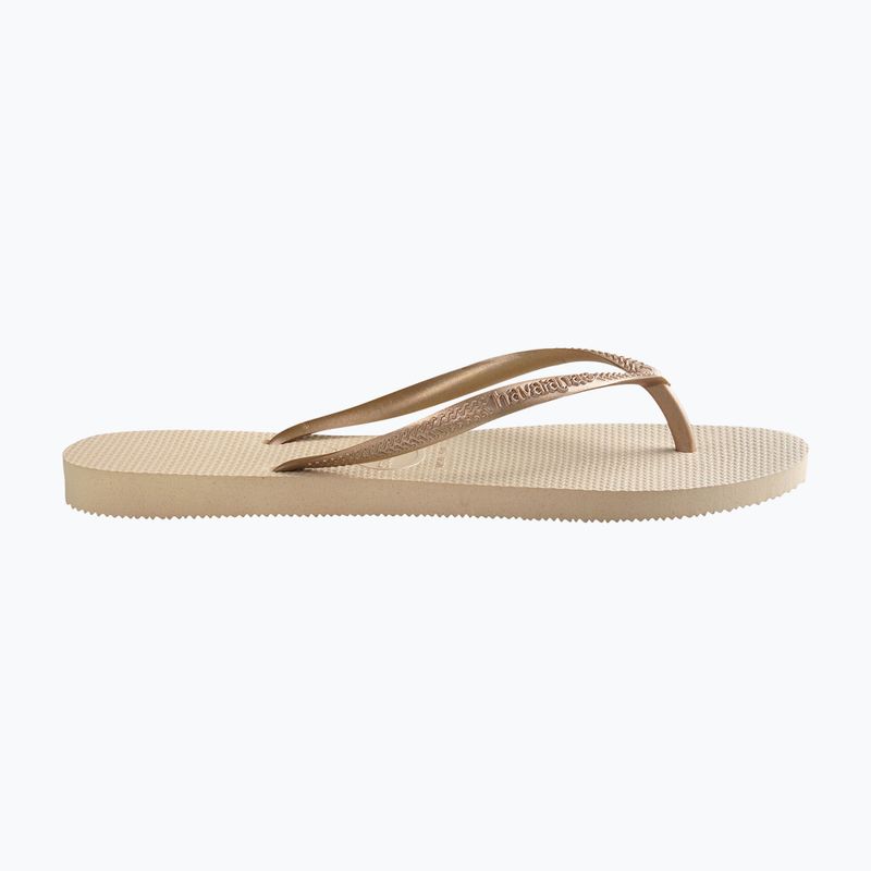 Damen Havaianas Slim sandgrau / hellgoldene Flip Flops 9