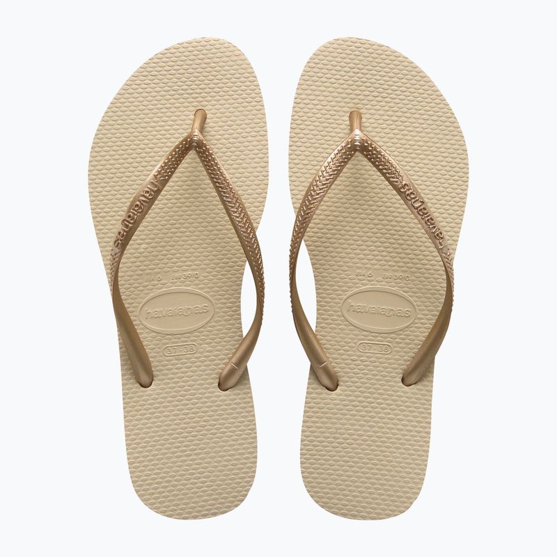 Damen Havaianas Slim sandgrau / hellgoldene Flip Flops 10