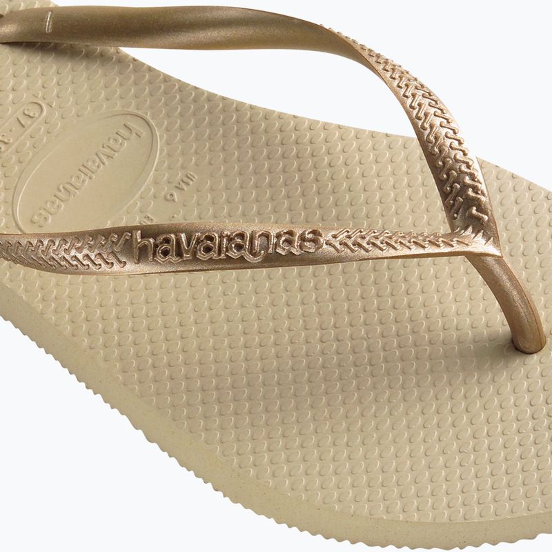 Damen Havaianas Slim sandgrau / hellgoldene Flip Flops 12