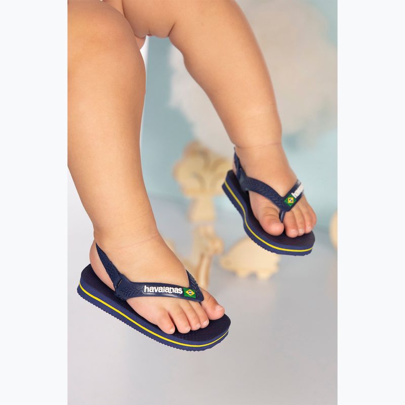 Havaianas Baby Brasil Logo II marineblau / zitrusgelb Kindersandalen 4