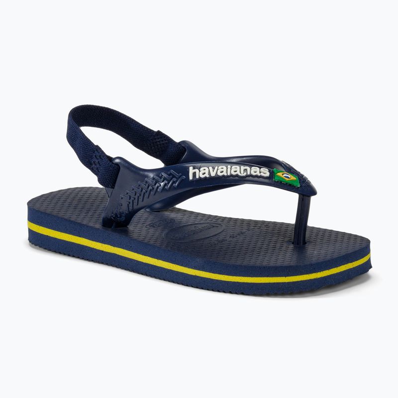 Havaianas Baby Brasil Logo II marineblau / zitrusgelb Kindersandalen