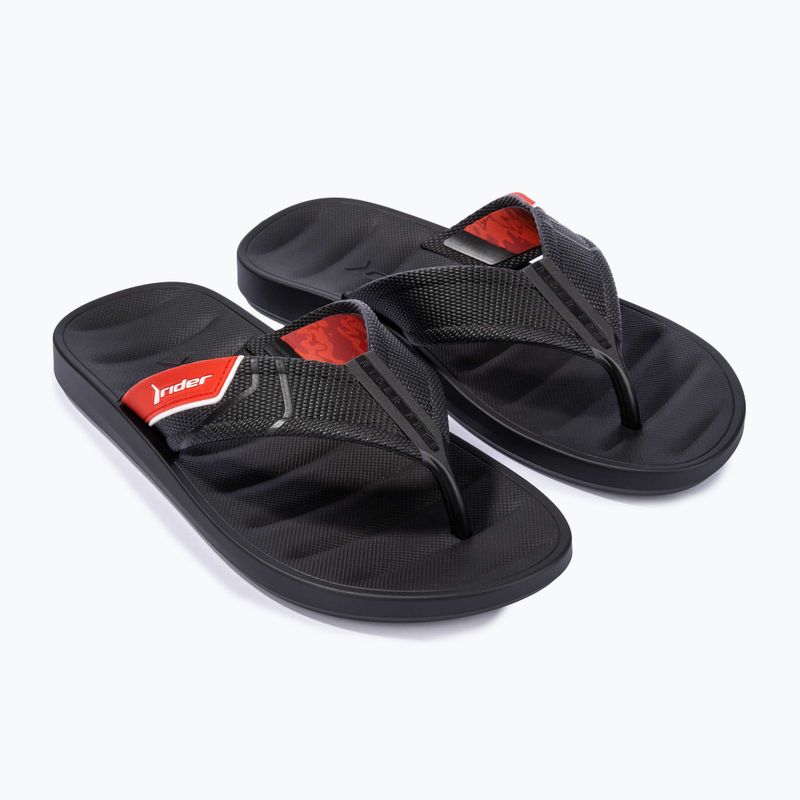 Herren RIDER Free Mix Zehensteg Flip Flops schwarz/rot 10