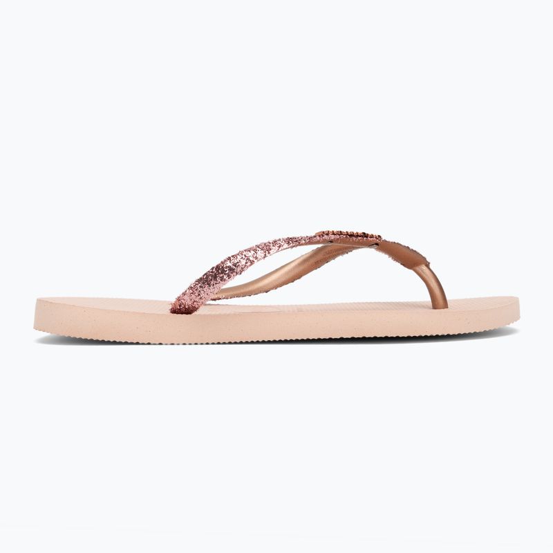 Damen Havaianas Slim Glitter II Flip Flops Ballett rosa / golden erröten 2