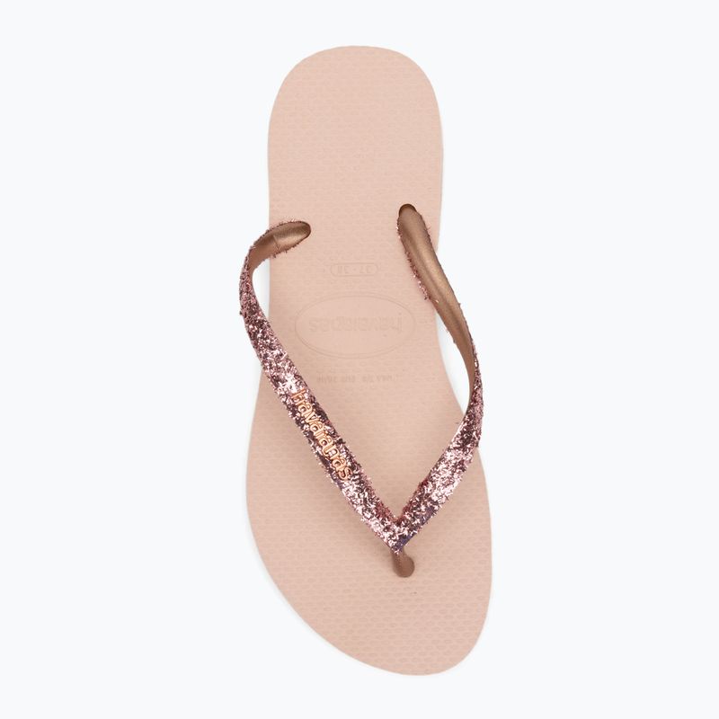Damen Havaianas Slim Glitter II Flip Flops Ballett rosa / golden erröten 5