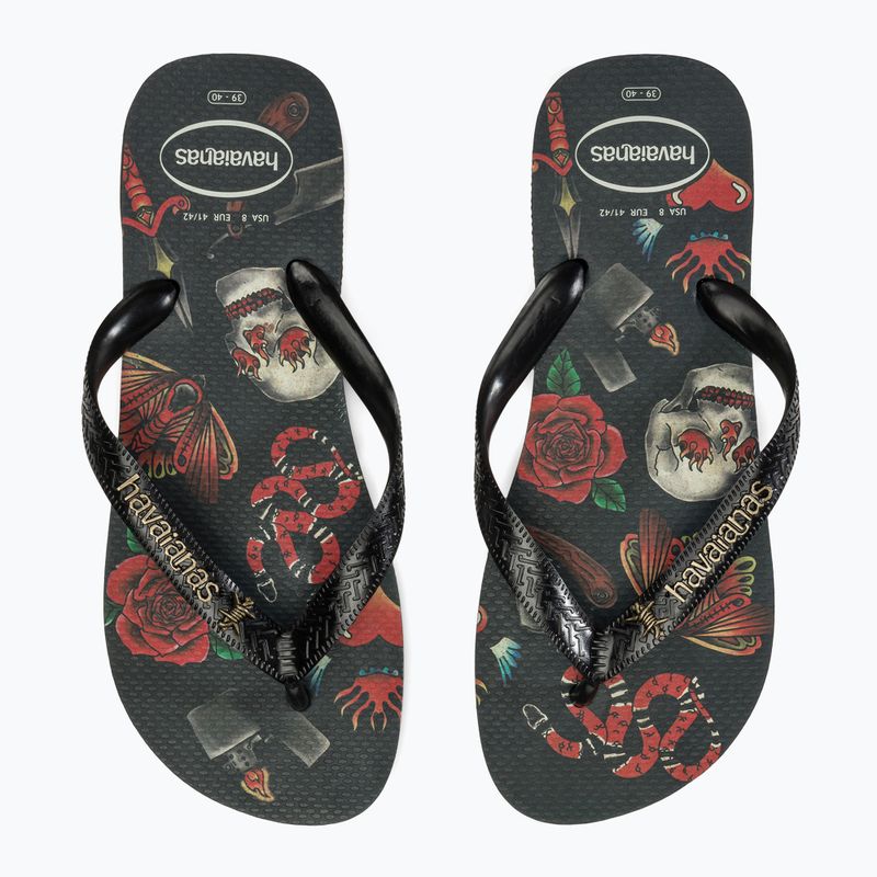 Herren Havaianas Top Tribo Flip Flops schwarz / schwarz 9