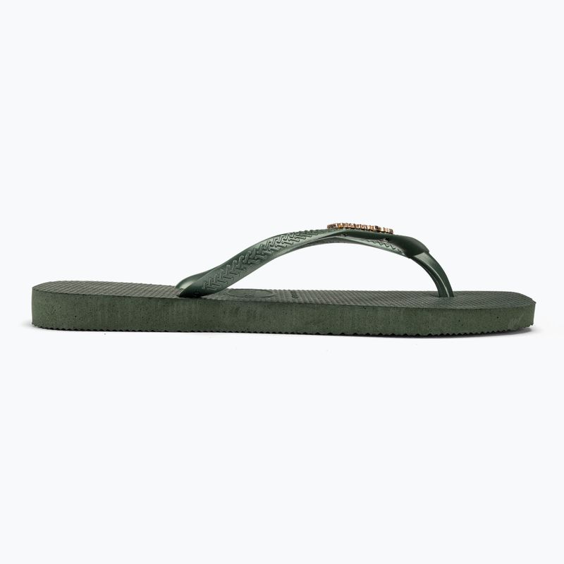 Damen Havaianas Square Logo Metallic grün oliv Flip Flops 2