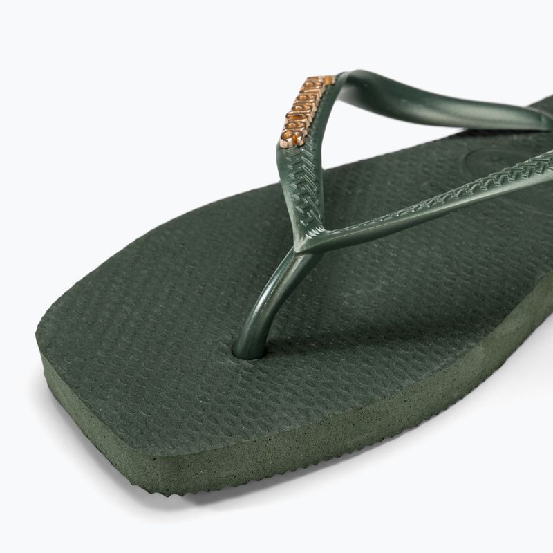 Damen Havaianas Square Logo Metallic grün oliv Flip Flops 7