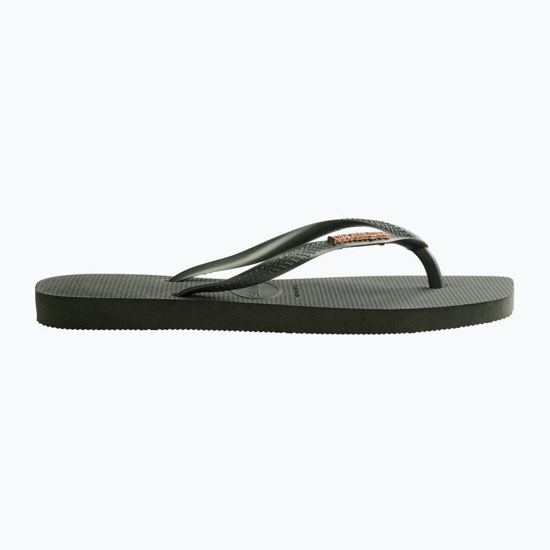 Damen Havaianas Square Logo Metallic grün oliv Flip Flops 9